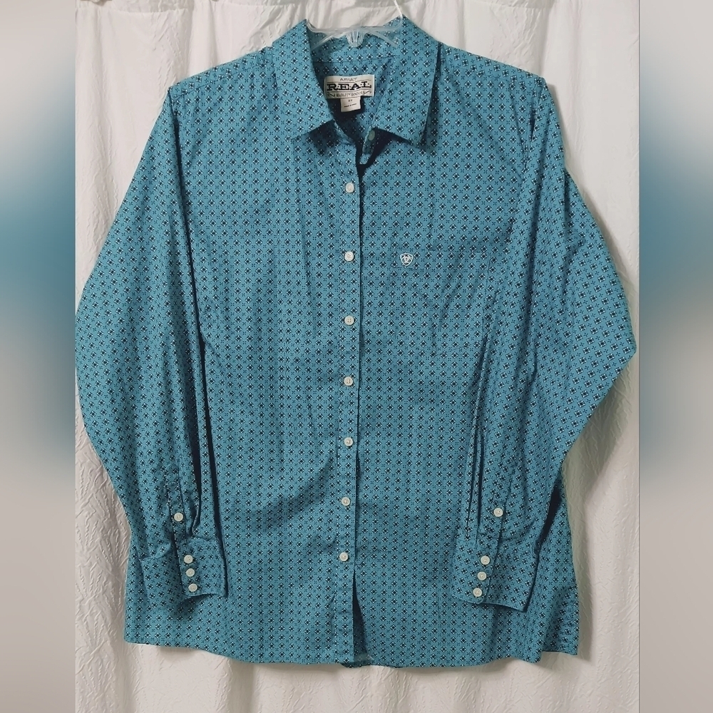 EUC ARIAT  REAL Blue Casual Button Down, Classic Collar And One Pocket  Sz 2X